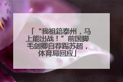 “我祖籍泰州，马上能出战！”前国脚毛剑卿自荐踢苏超，体育局回应