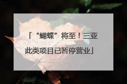 “蝴蝶”将至！三亚此类项目已暂停营业