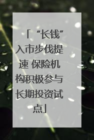 “长钱”入市步伐提速 保险机构积极参与长期投资试点