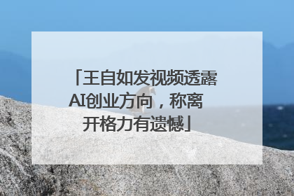 王自如发视频透露AI创业方向，称离开格力有遗憾