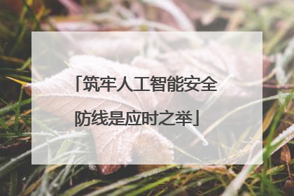 筑牢人工智能安全防线是应时之举