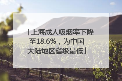 上海成人吸烟率下降至18.6%，为中国大陆地区省级最低