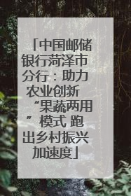 中国邮储银行菏泽市分行：助力农业创新 “果蔬两用”模式 跑出乡村振兴加速度