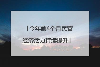 今年前4个月民营经济活力持续提升