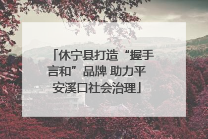 休宁县打造“握手言和”品牌 助力平安溪口社会治理