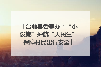 台前县委编办：“小设施”护航“大民生” 保障村民出行安全