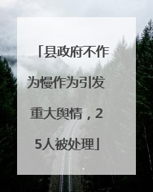 县政府不作为慢作为引发重大舆情，25人被处理