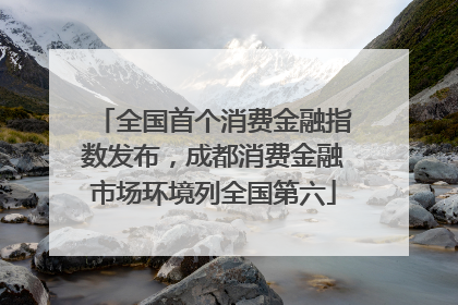 全国首个消费金融指数发布，成都消费金融市场环境列全国第六