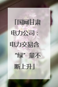 国网甘肃电力公司：电力交易含“绿”量不断上升