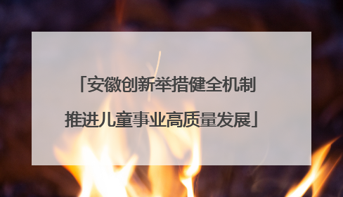 安徽创新举措健全机制 推进儿童事业高质量发展