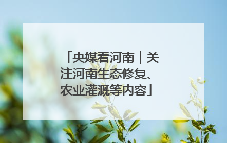 央媒看河南｜关注河南生态修复、农业灌溉等内容