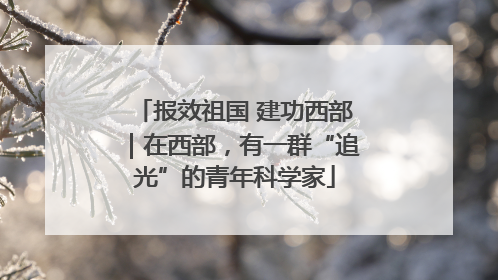 报效祖国 建功西部｜在西部，有一群“追光”的青年科学家