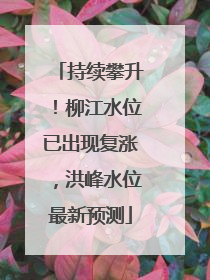 持续攀升！柳江水位已出现复涨，洪峰水位最新预测