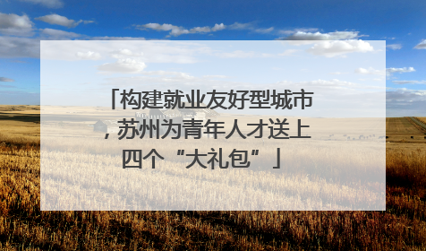 构建就业友好型城市，苏州为青年人才送上四个“大礼包”