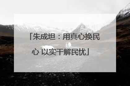 朱成坦：用真心换民心 以实干解民忧