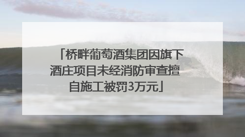 桥畔葡萄酒集团因旗下酒庄项目未经消防审查擅自施工被罚3万元