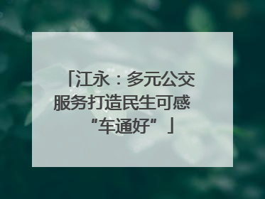 江永：多元公交服务打造民生可感“车通好”