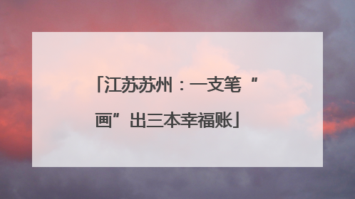 江苏苏州：一支笔“画”出三本幸福账