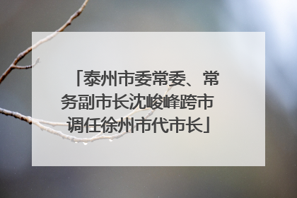泰州市委常委、常务副市长沈峻峰跨市调任徐州市代市长