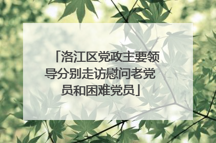 洛江区党政主要领导分别走访慰问老党员和困难党员