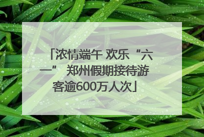 浓情端午 欢乐“六一” 郑州假期接待游客逾600万人次