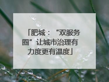 肥城：“双服务圈”让城市治理有力度更有温度