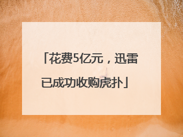 花费5亿元，迅雷已成功收购虎扑