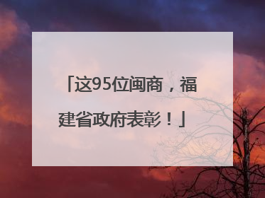 这95位闽商，福建省政府表彰！