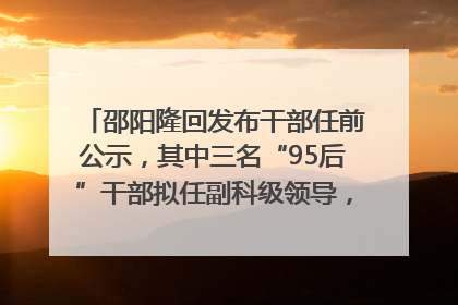 邵阳隆回发布干部任前公示，其中三名“95后”干部拟任副科级领导，均系硕士选调生