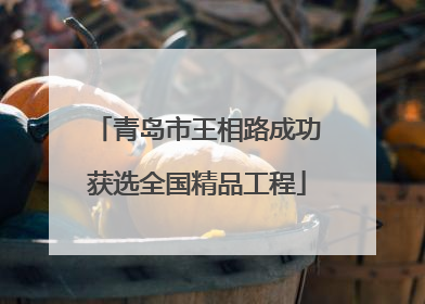 青岛市王相路成功获选全国精品工程