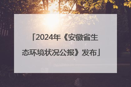 2024年《安徽省生态环境状况公报》发布