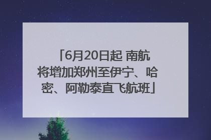 6月20日起 南航将增加郑州至伊宁、哈密、阿勒泰直飞航班