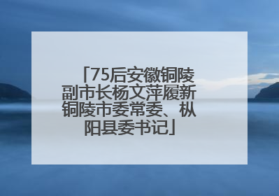 75后安徽铜陵副市长杨文萍履新铜陵市委常委、枞阳县委书记